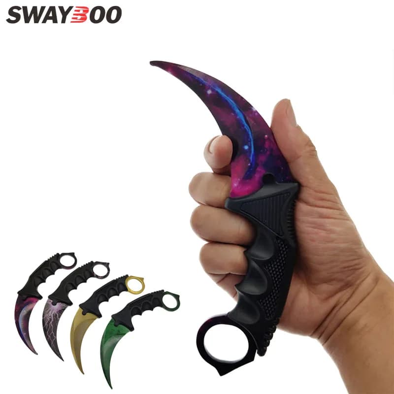 Swayboo CSGO Karambit Knife – Stainless Steel, Dull Blade, Fixed Blade, Safe Training Knife for Counter Strike Trainers