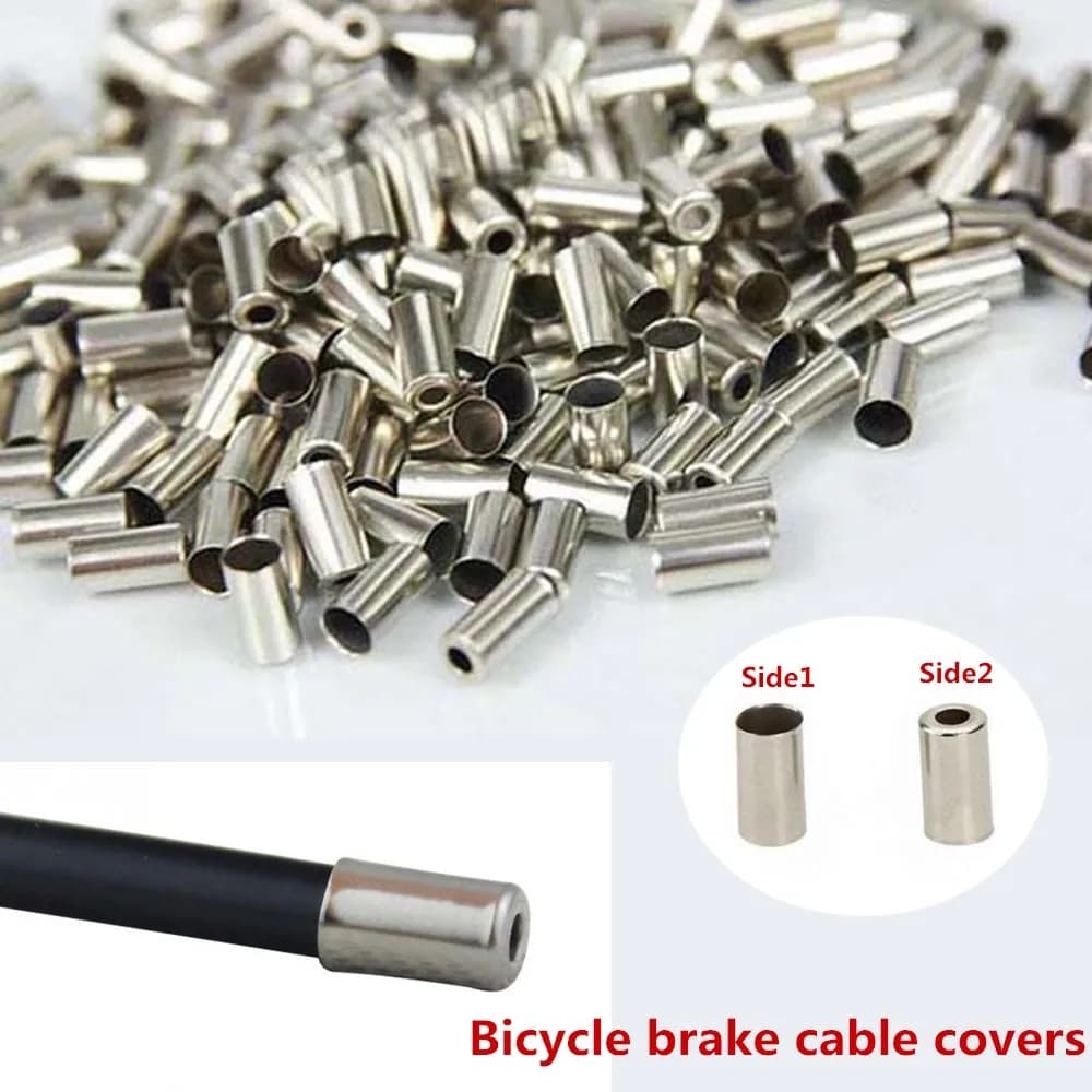 Silver Mountain Bike Shifter Cable Caps - Bicycle Riding Parts for Cycling Accessories and Brake Line Cord End Covers