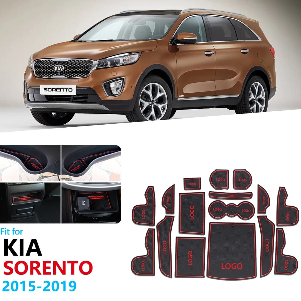 KIA Sorento 2015-2019 Accessories: Anti-Slip Rubber Gate Slot Cup Mat, Sorento Prime UM MK3, Car Stickers