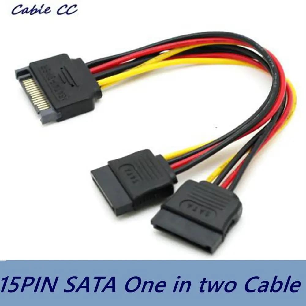 SATA Power Supply 15-pin Y Splitter Cable Adapter with Shrapnel Buckle - Male to Female, Perfect for HDD