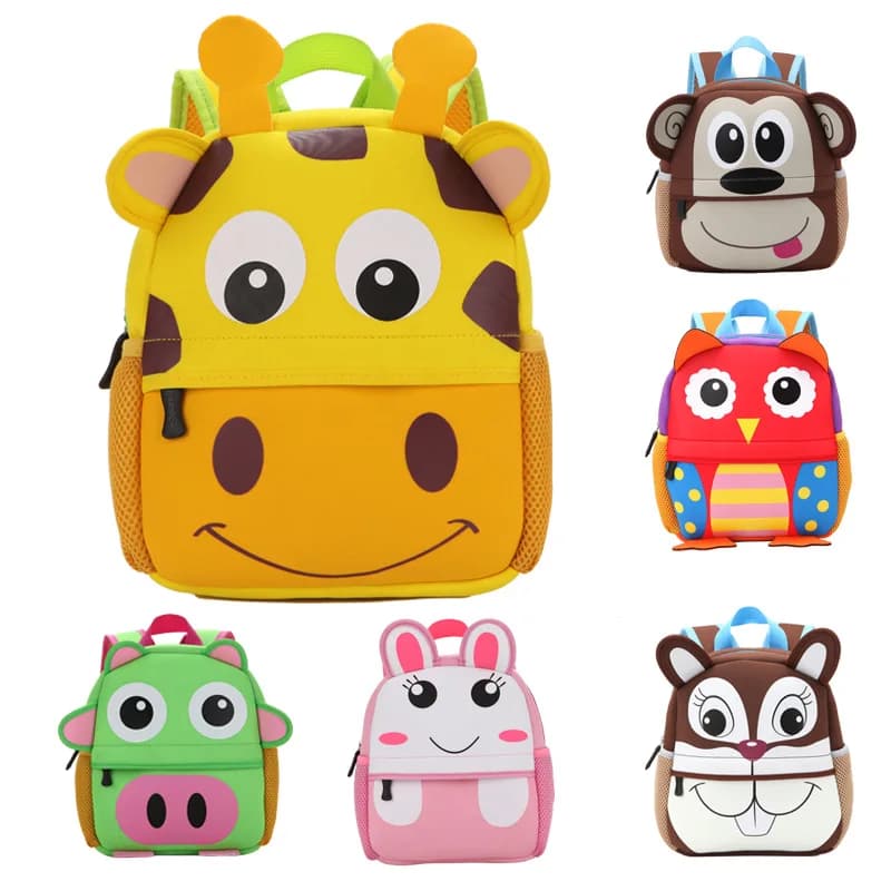 3D Animal Children Backpacks - Brand Design - Girl Boys Backpack - Toddler Kids Neoprene School Bags - Kindergarten Cartoon Bag