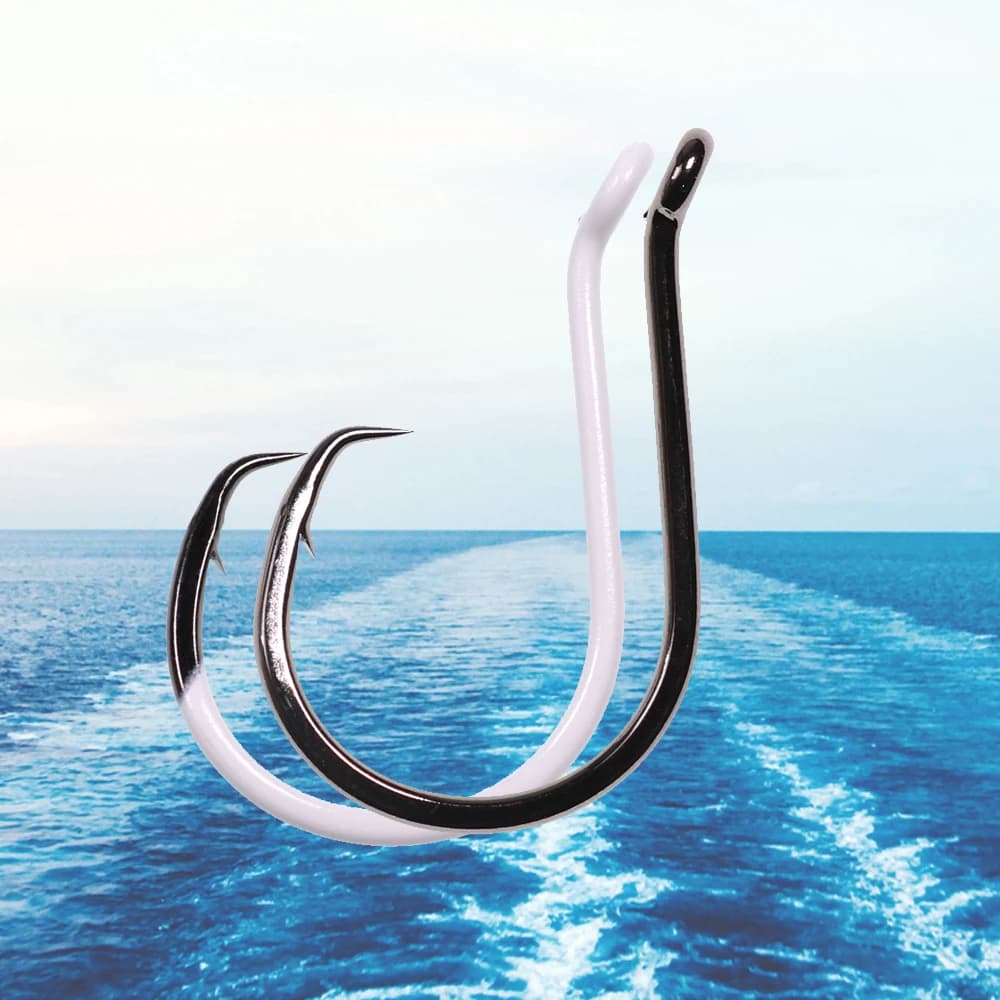 5/10pcs Black Nickel Glow Circle Hook - High Carbon Steel Saltwater Fishing Hook for Catfish, Bass, Snapper, Perch, Tuna