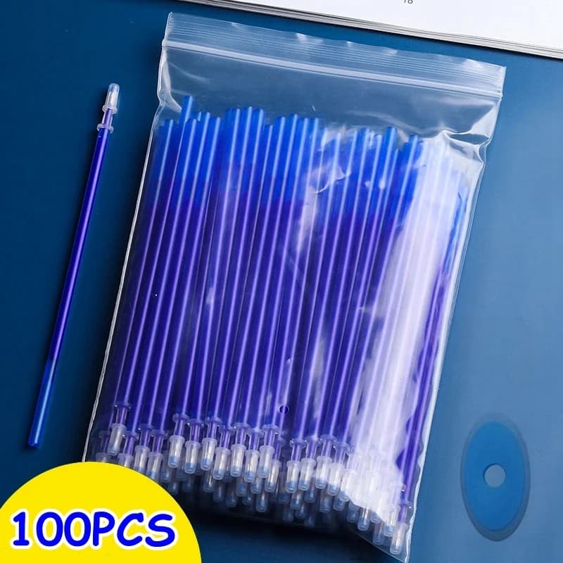 100Pcs/Set 0.5mm Erasable Gel Pen with Refill Rod, Blue and Black Ink, Washable Handle for School, Stationery, and Office Writing