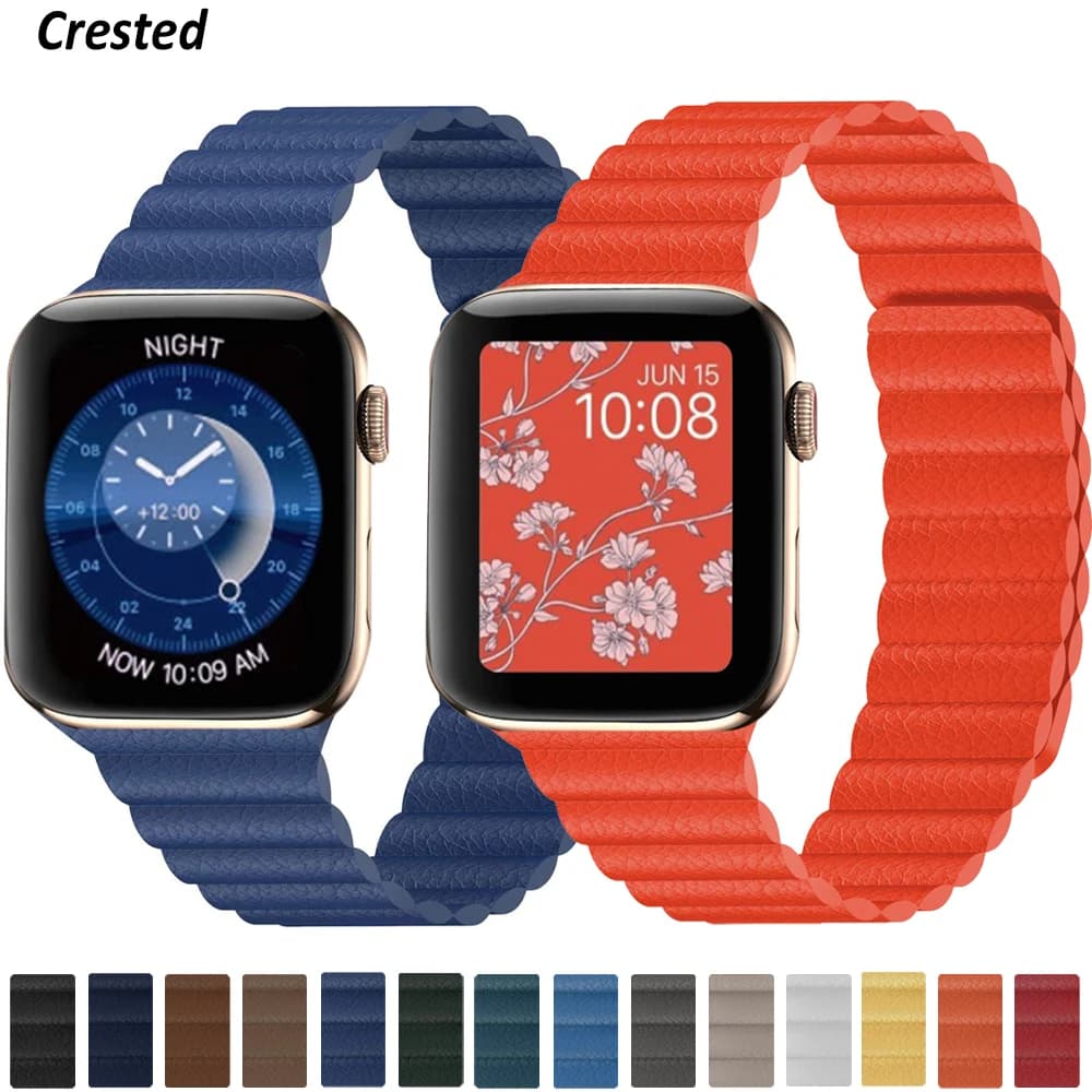 Leather Magnetic Loop Wristband for Apple Watch Band Series 3, 4, 5, 6 - 44mm, 40mm, 38mm, 42mm Strap Accessories