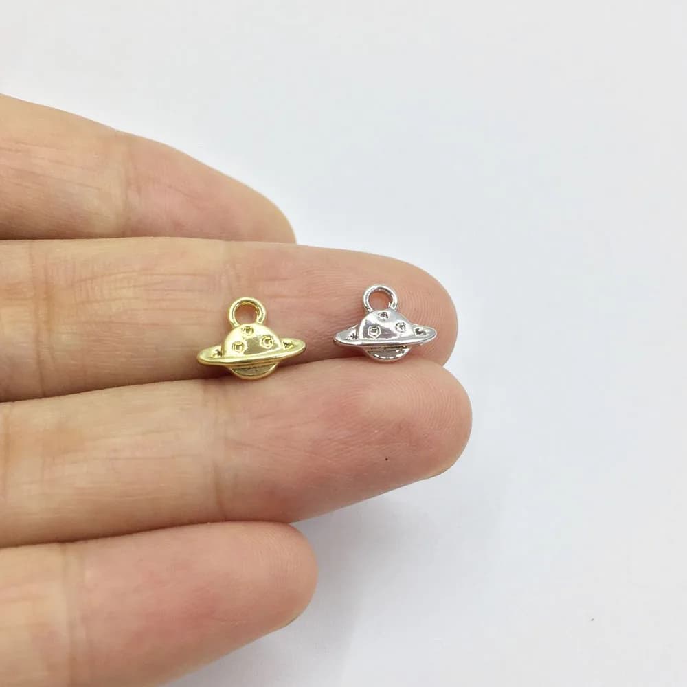 Eruifa 20pcs Mini Earth Print Coin Zinc Alloy Charms for Necklace, Earrings, Bracelet Jewelry DIY Handmade, 2 Colors, 10x6mm