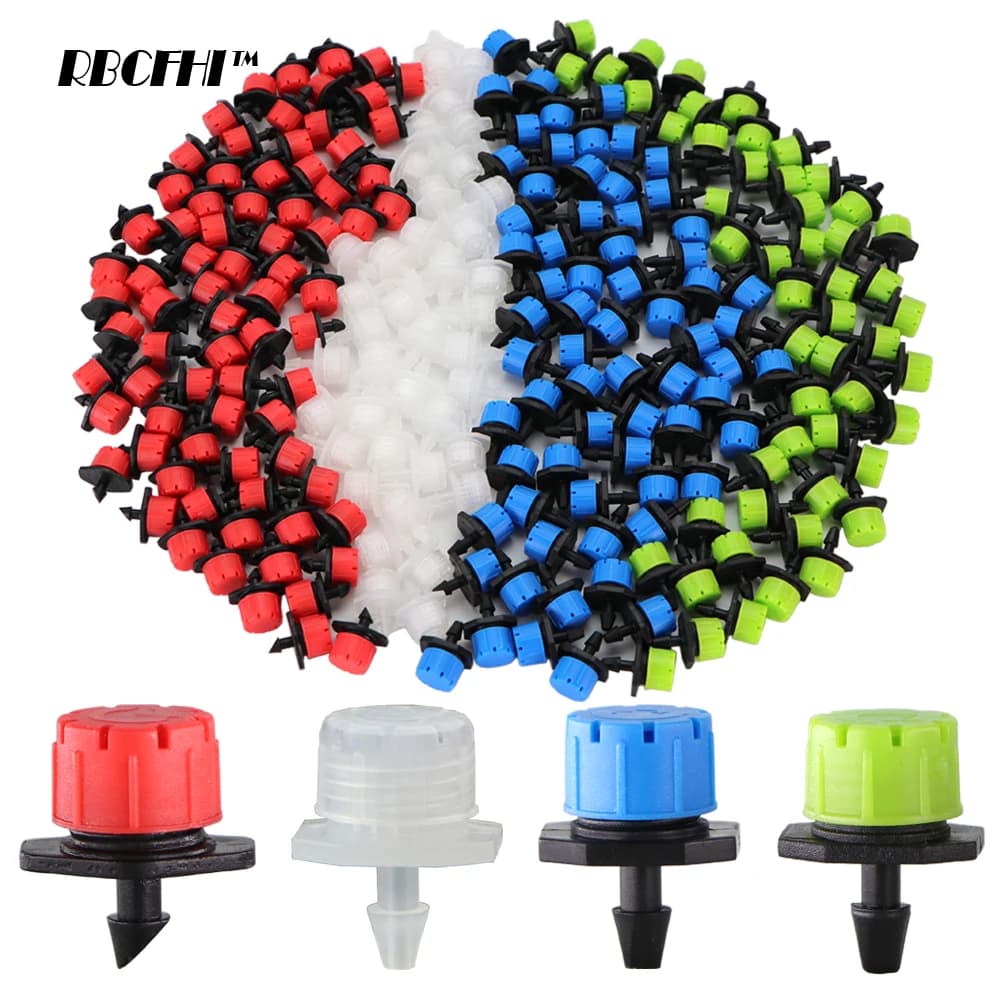 Garden Adjustable Drip Irrigation Nozzles 50-800PCS 1/4 Anti-Clogging Emitters for Flower Beds and Vegetables - Watering Sprinklers