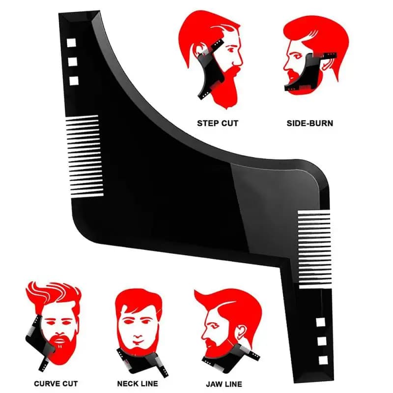 Beard Styling Shaping Shaving Tool Stencil Template and Trimming Inbuilt Comb TXTB1