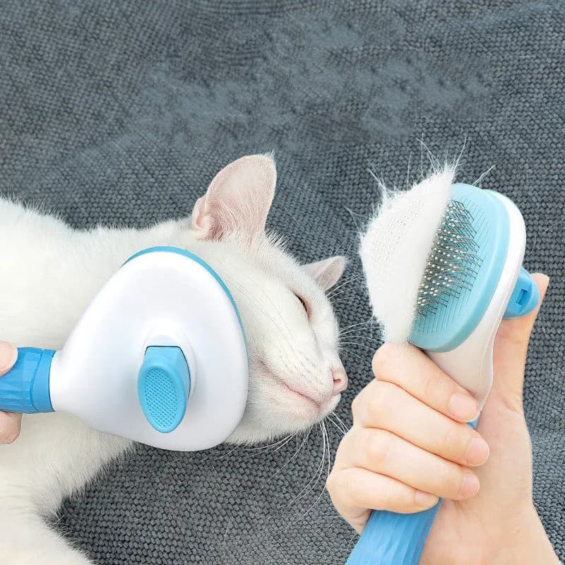 Automatic Self-Cleaning Stainless Steel Pet Brush for Dogs and Cats - One-Button Hair Removal Comb