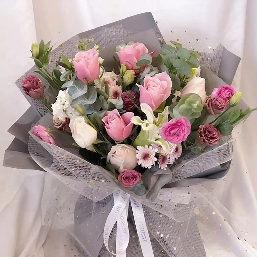 4.5M Korean Flower Wrapping Sequins Mesh Roll - DIY Scrapbook Craft Paper, Gift Wrapping, Florist Supplies, Bouquet Decor Material