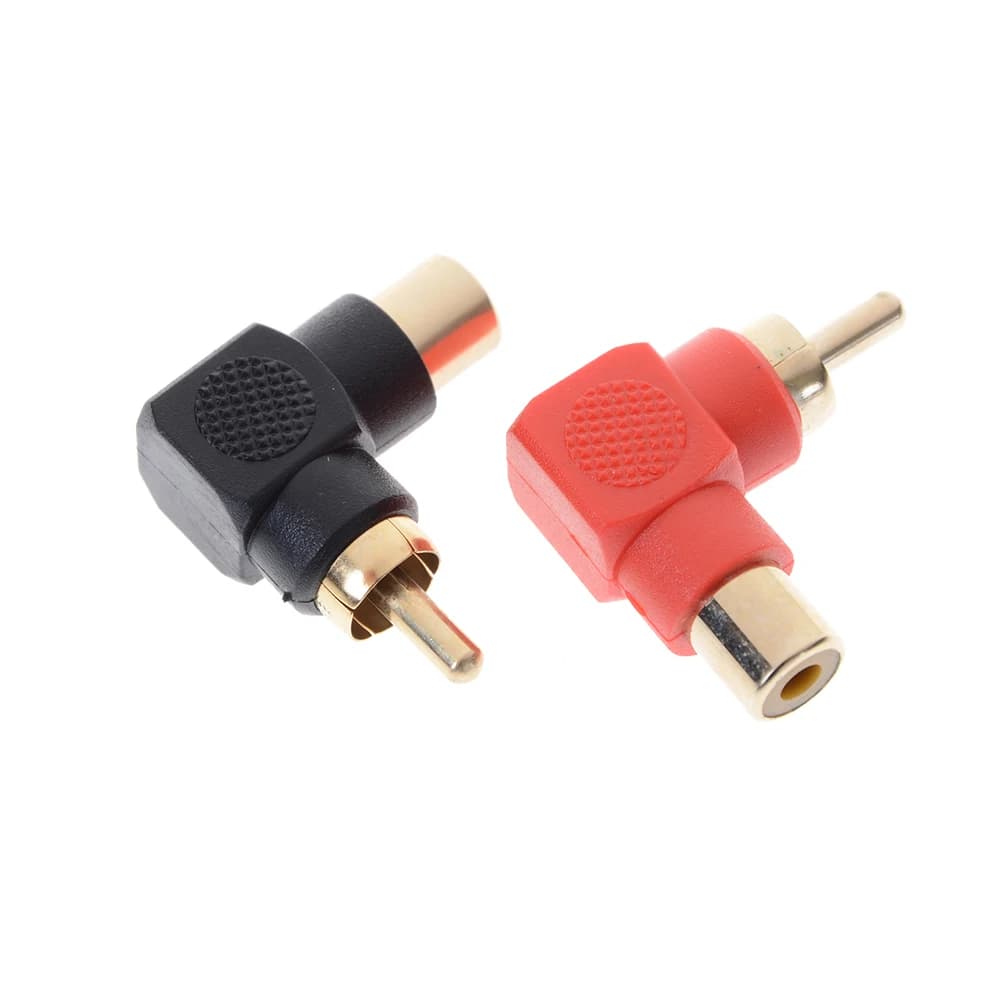 1/2 Pcs 90° RCA Right Angle Connector Plug Adapters Male to Female M/F 90° Elbow Audio Adapter for Enhanced Connectivity