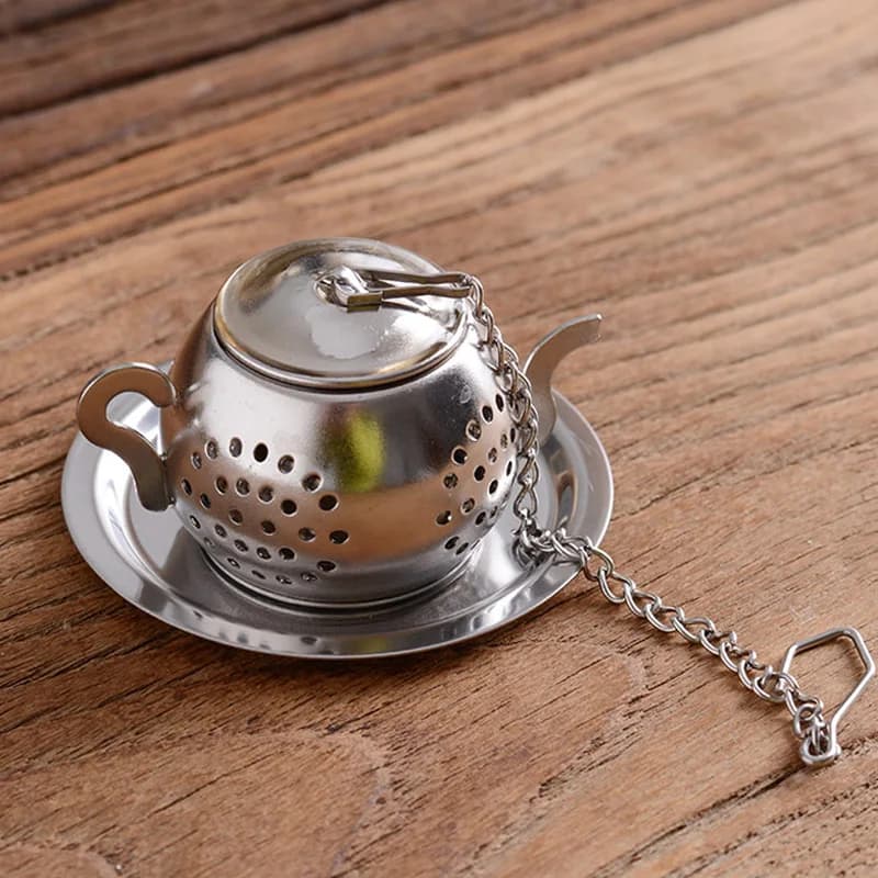 Cute Mini Tea Infuser - Stainless Steel Tea Strainer Filter for Loose Leaf Tea - Reusable Teapot-shaped Tea Ball - Teapot Accessories
