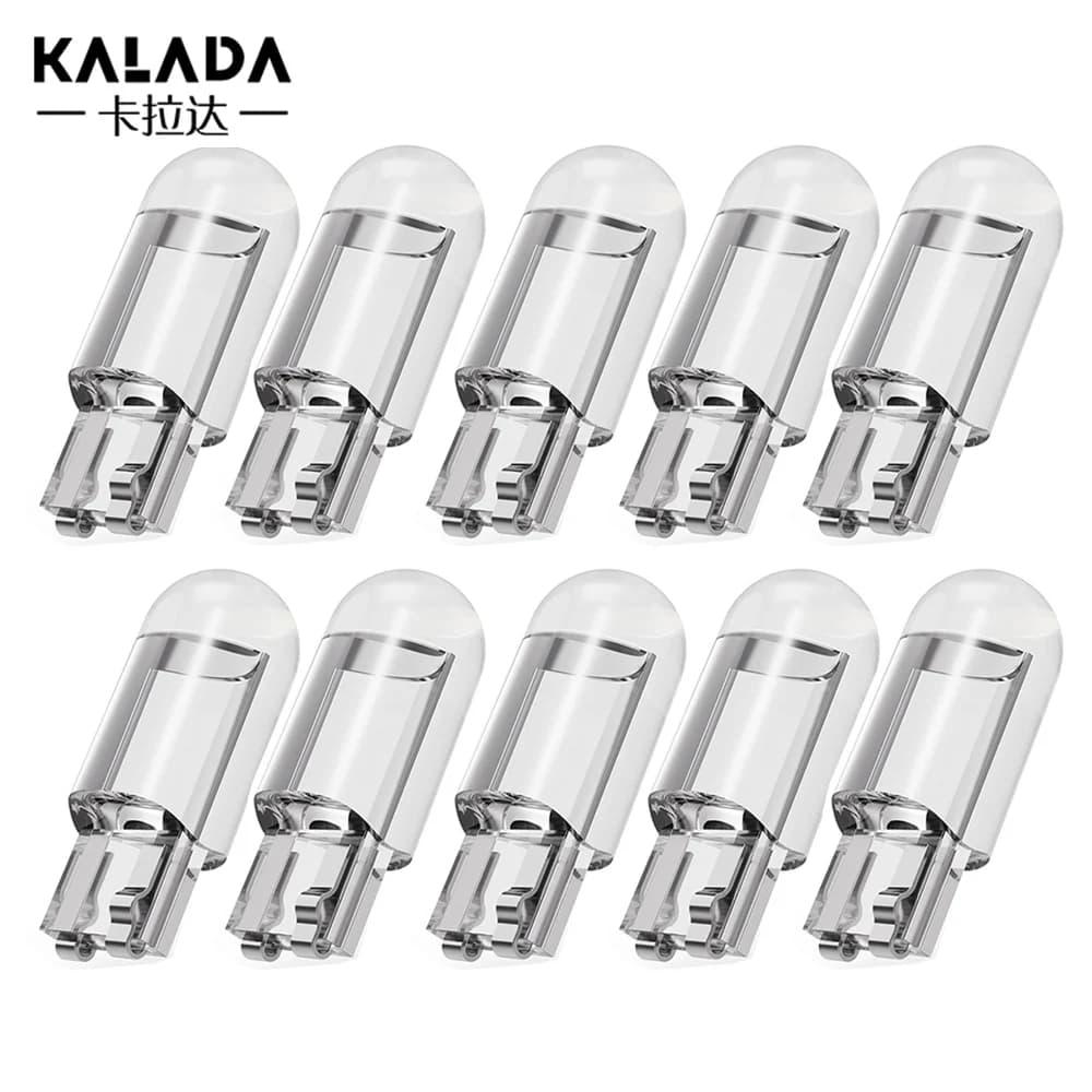 10 Pieces Glass Shell High Bright Original COB T10 W5W 194 168 LED Car Bulb - Green, Red, Blue, Amber License Plate Lamp, 12V Dome Light