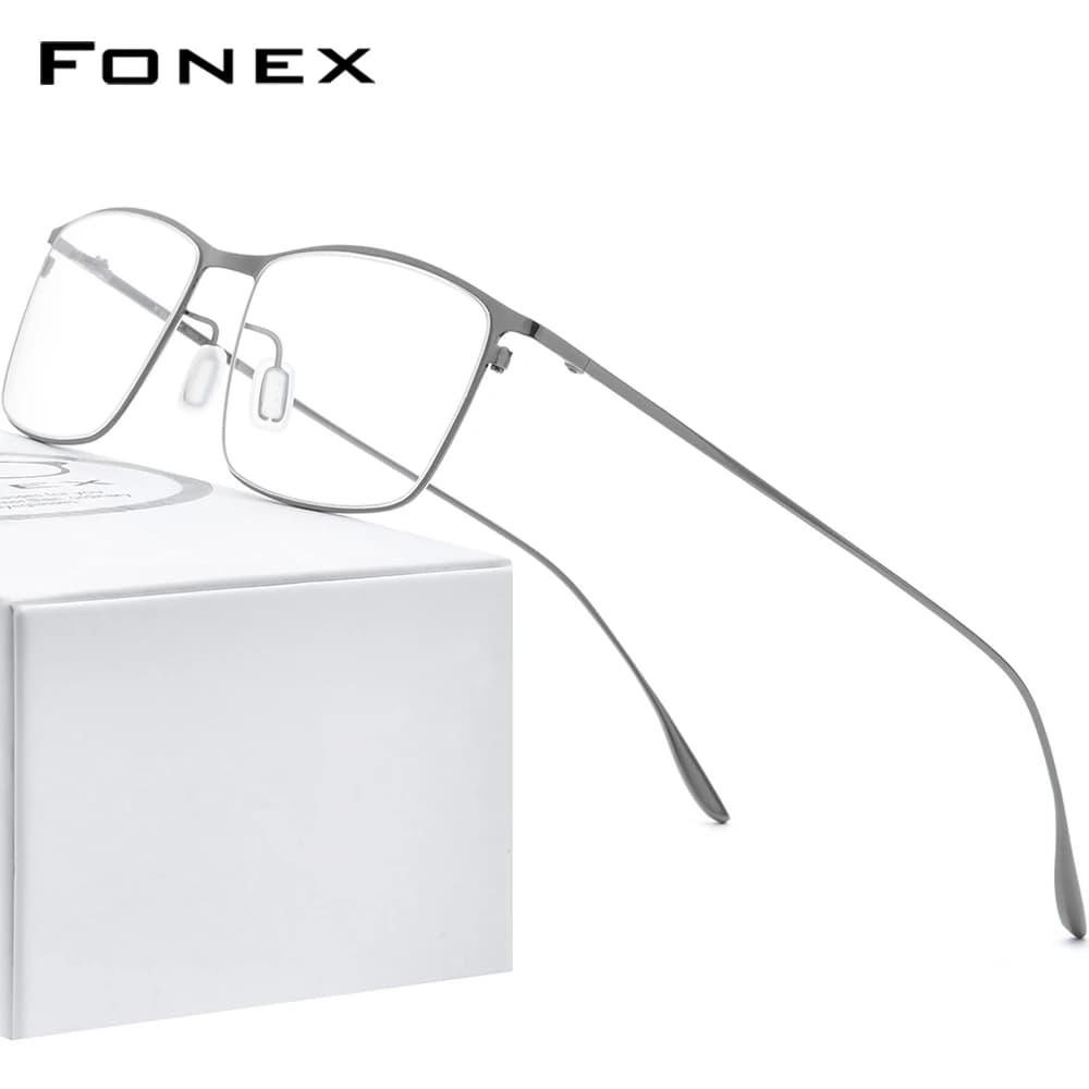FONEX 8105 Men's Square Myopia Prescription Eyeglasses Frames - Full Optical Titanium Alloy Korean Eyewear