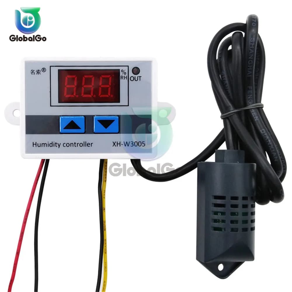 Digital LED Humidity Controller Hygrometer - XH-W3005 with SHT20 Sensor, 220V/12V/24V Humidity Control Switch