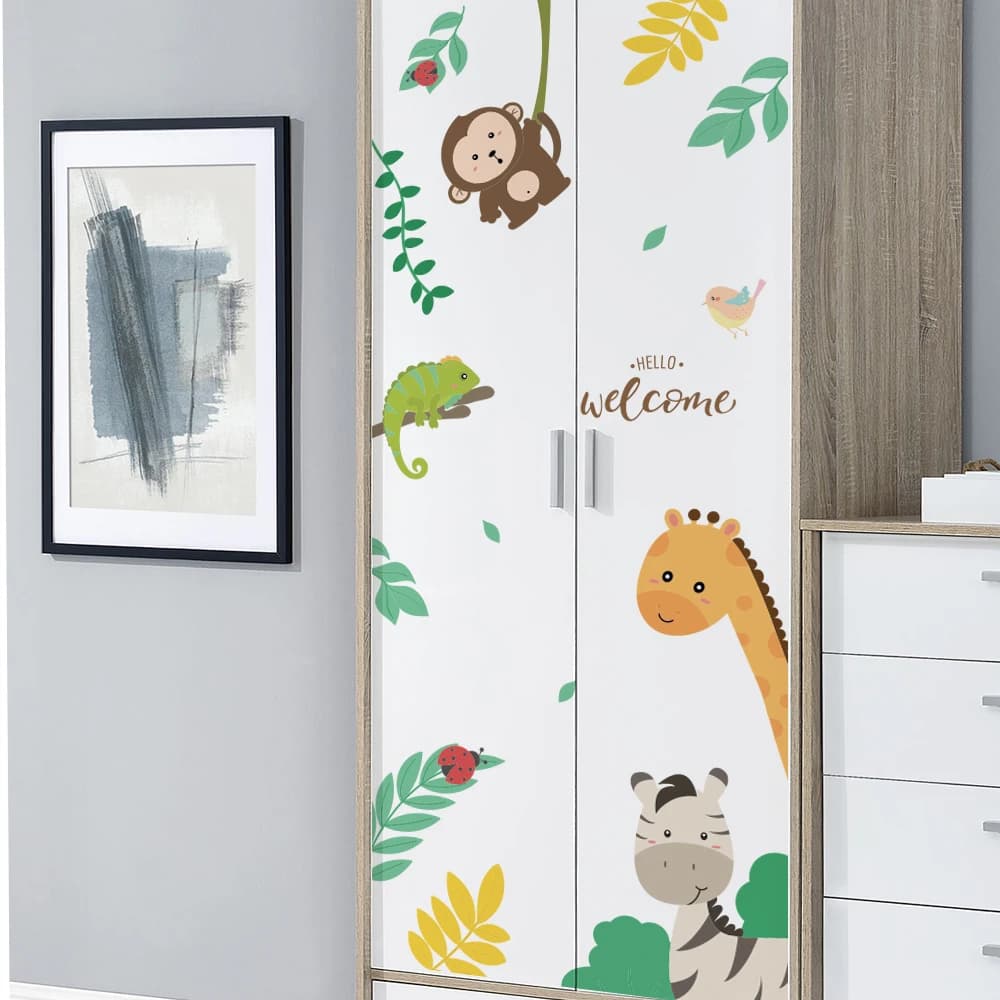 DICOR Cartoon Animal Wall Stickers for Kids Rooms QT1196