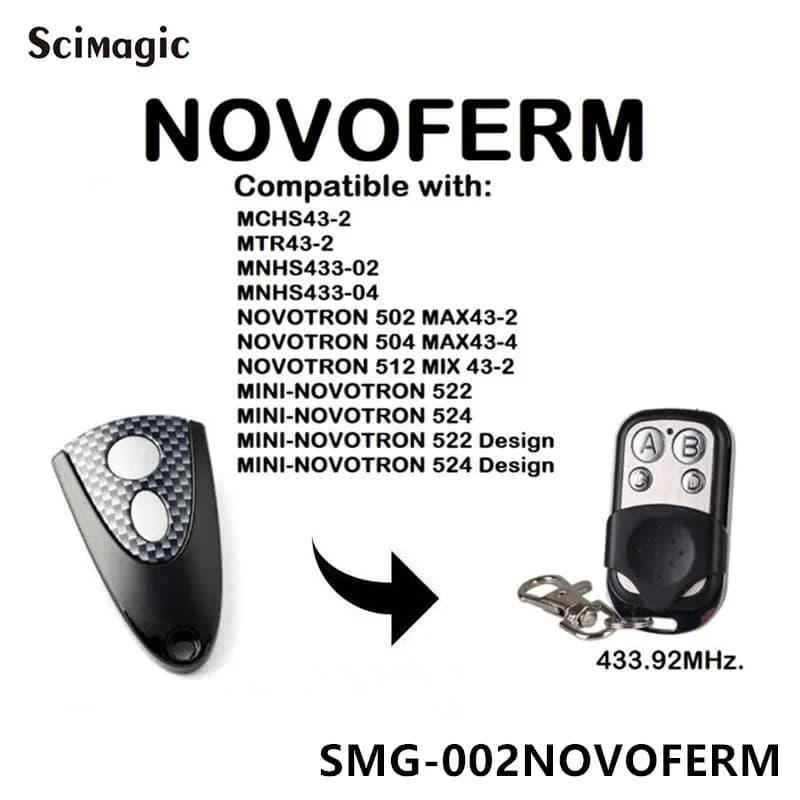 Replacement Garage Door Remote Control - NOVOFERM NOVOTRON 302/304 and MNHS433-02/04
