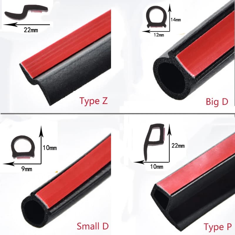 4m Shape B P Z Big D Car Door Seal Strip - EPDM Rubber Noise Insulation Weatherstrip - Soundproof Car Seal with Strong Adhesive