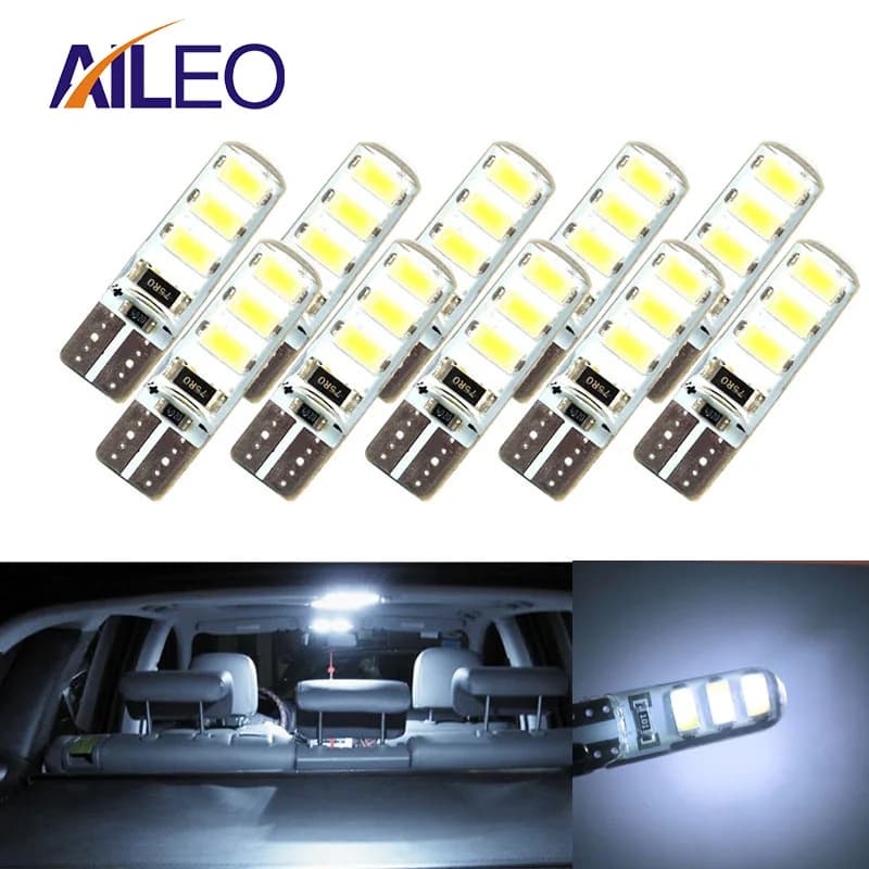 10 Pack of Bright White LED W5W T10 194 168 COB 6SMD Parking Auto Wedge Clearance Lamp CANBUS Silica License Light Bulbs