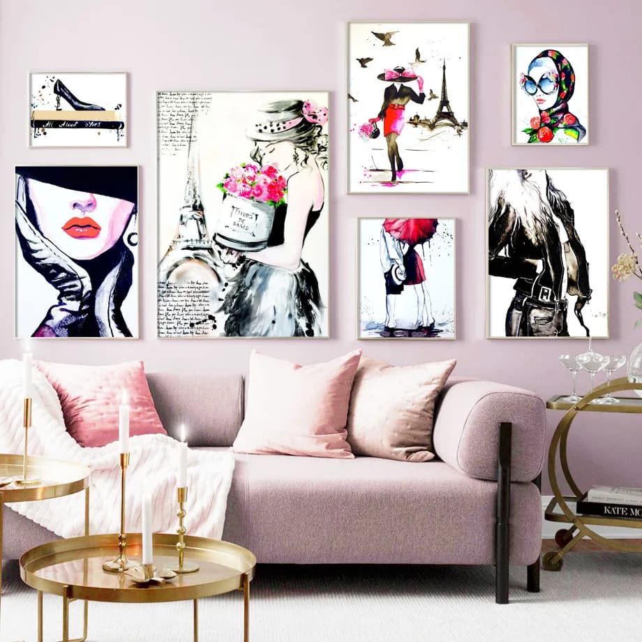 Fashionable and Seductive Gossip Girl Paris High Heels Wall Art: Nordic Posters and Prints for Living Room Decoration, available on Canvas Painting