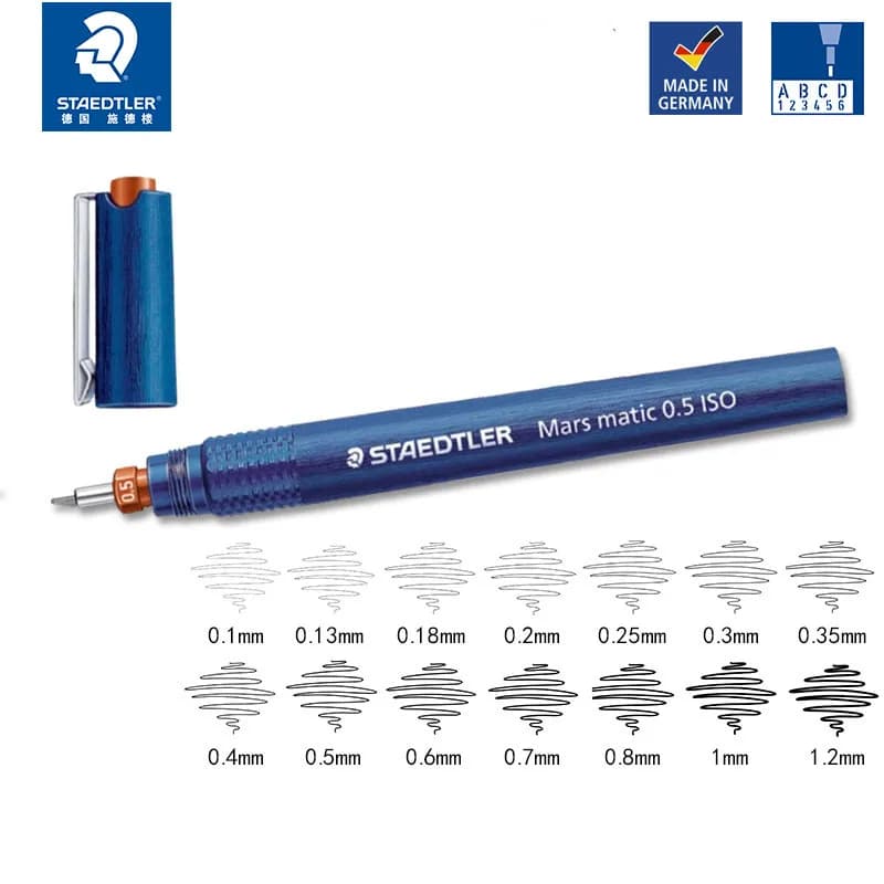Staedtler Mars Matic 700 Technical Pen Fine Point Refillable Tubular Tip - 0.1, 0.13, 0.18, 0.2, 0.25, 0.3, 0.35, 0.4, 0.5, 0.6, 0.8, 1.0