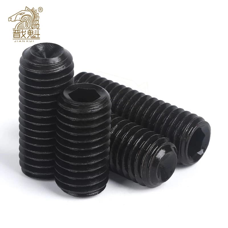Set of 10/50 Alloy Steel Hexagon Socket Allen Cup Point Grub Screw Bolt of M2, M2.5, M3, M3.5, M4, M5, M6, M8 DIN916 Black Grade 12.9