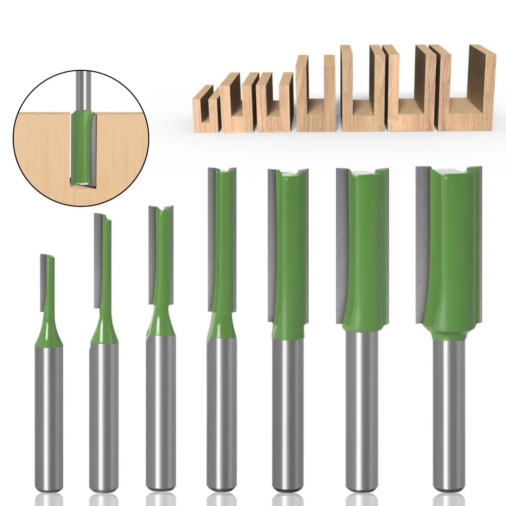 1/4 Shank Wood Carving Milling Cutter with Single/Double Flute Straight Bit - Tungsten Carbide