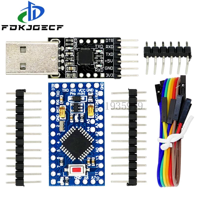 1PCS CP2102 USB 2.0 to TTL UART Module with 6pin Connector + 1PCS Pro Mini Module Atmega328 5V 16M for Arduino Nano-Compatible