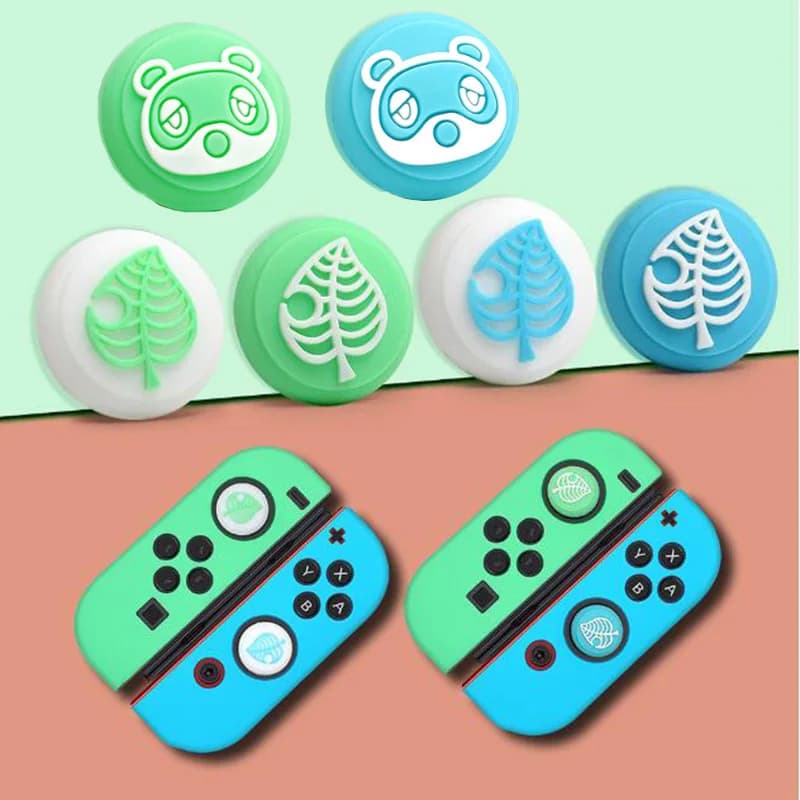 Cute Bear Leaf Thumb Stick Grip Caps for Nintendo Switch & Switch Lite Joy-Con Controllers – Joystick Protective Covers