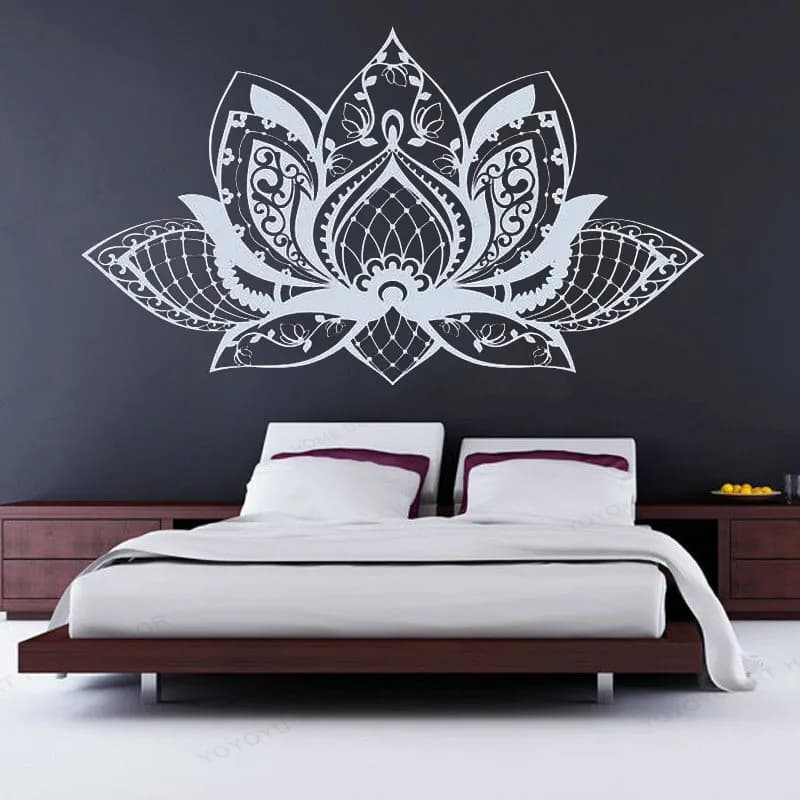 Lotus Flower Mandala Wall Decal Sticker | Home Decor | Removable Wall Art Mural | HJ1025