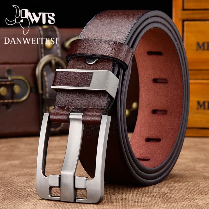 Men's High Quality Genuine Leather Belt with Pin Buckle - Luxury Strap for Fancy Vintage Jeans [DWTS]