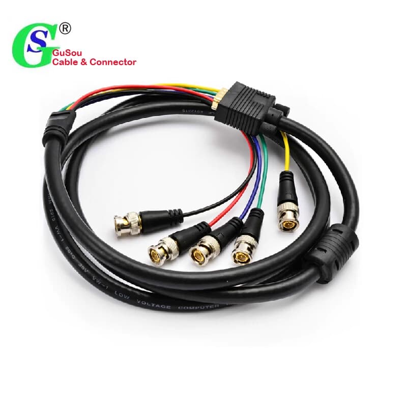 GuSou VGA DVI to RGBHV Component Video Adapter Cable 5x BNC Breakout DVI-I 24+5 Connector