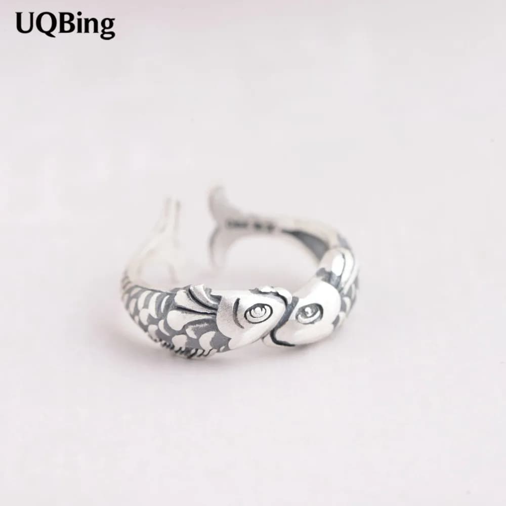 925 Sterling Silver Double Fish Rings | Perfect Gifts for Girls and Women - Jewelry