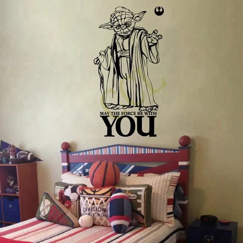 May The Force Be With You Wall Decal Sticker - Science Fiction Art Decor for Home and Office