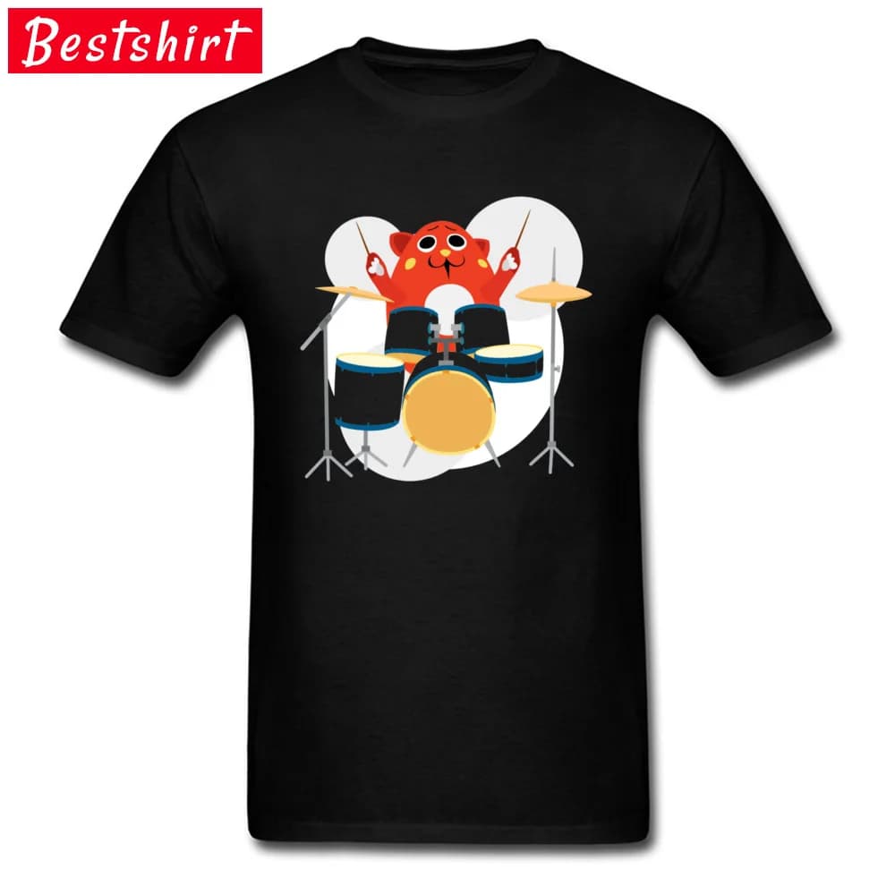 Men's 3D Printed O-Neck Nyango Star Mascot Drummer Funny T-Shirt - Rock, Jazz, and Music inspired Brand featuring Michael Jackson and Justin Bieber