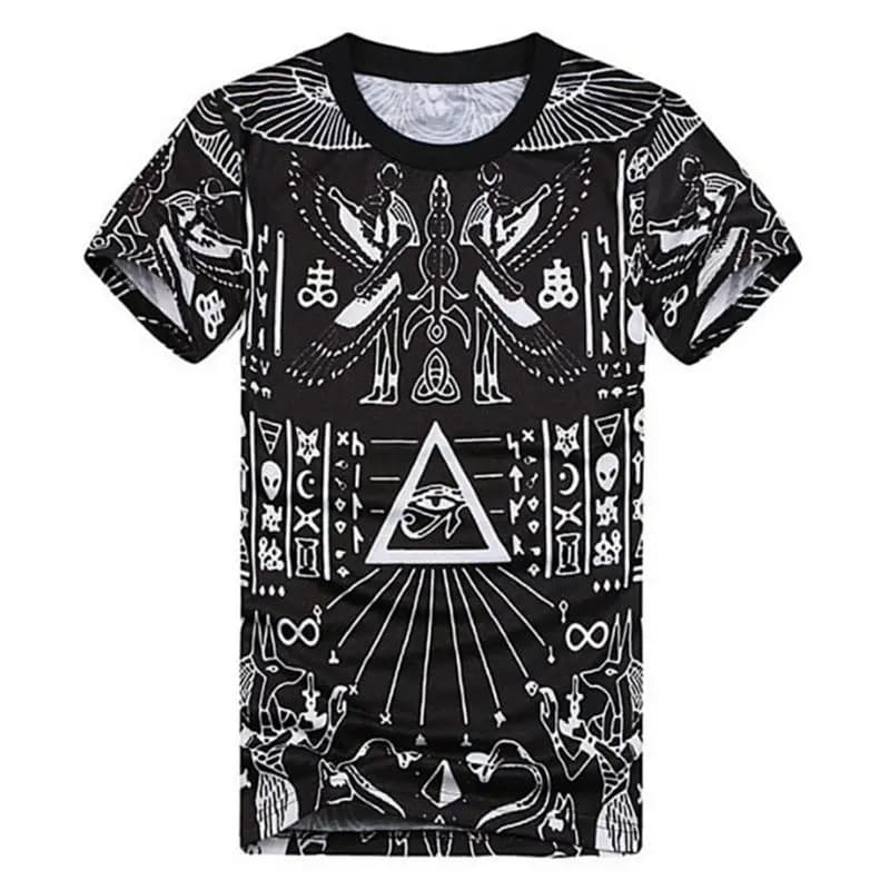 Cool Pyramid Graphic Tees - Fashionable 3D Printed Hip Hop Style T-shirts for Men - Comfortable Summer Tops - Black Camisetas