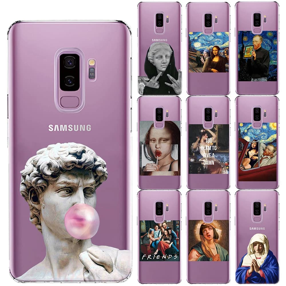 Mona Lisa Moskado Soft TPU Case Cover for Samsung Galaxy - S20, S5 Mini, S6, S7 Edge, S8, S9, S10 Plus, S10 5G, E Lite, S10E - Silicon Coque