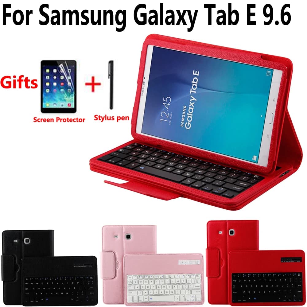 Wireless Bluetooth Keyboard Case Cover for Samsung Galaxy Tab E 9.6 SM-T560 T560 T561 T562 + Screen Protector Film Pen