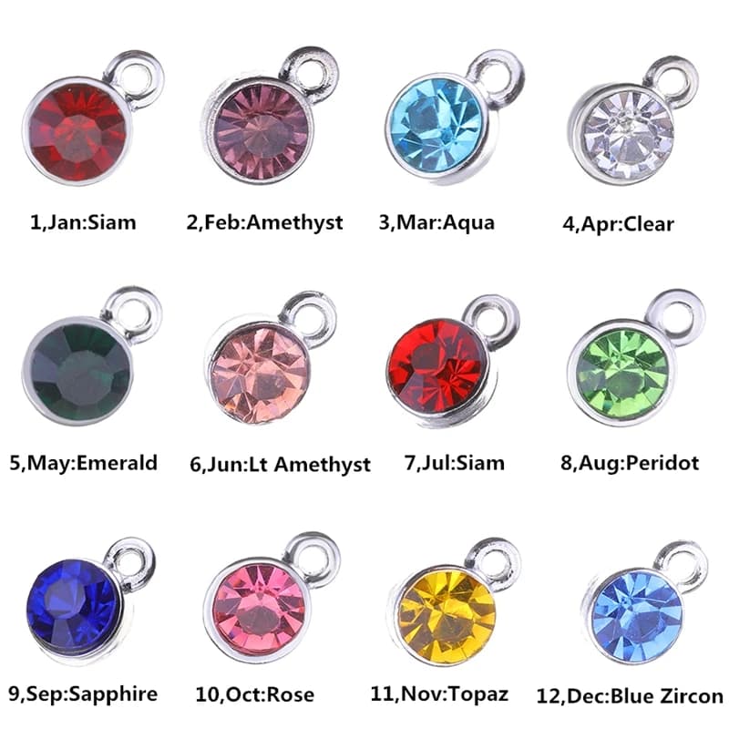 Wholesale 30PCS Juya Crystal Charms with 12 Colorful CZ Rhinestones for Birthday Jewelry Making
