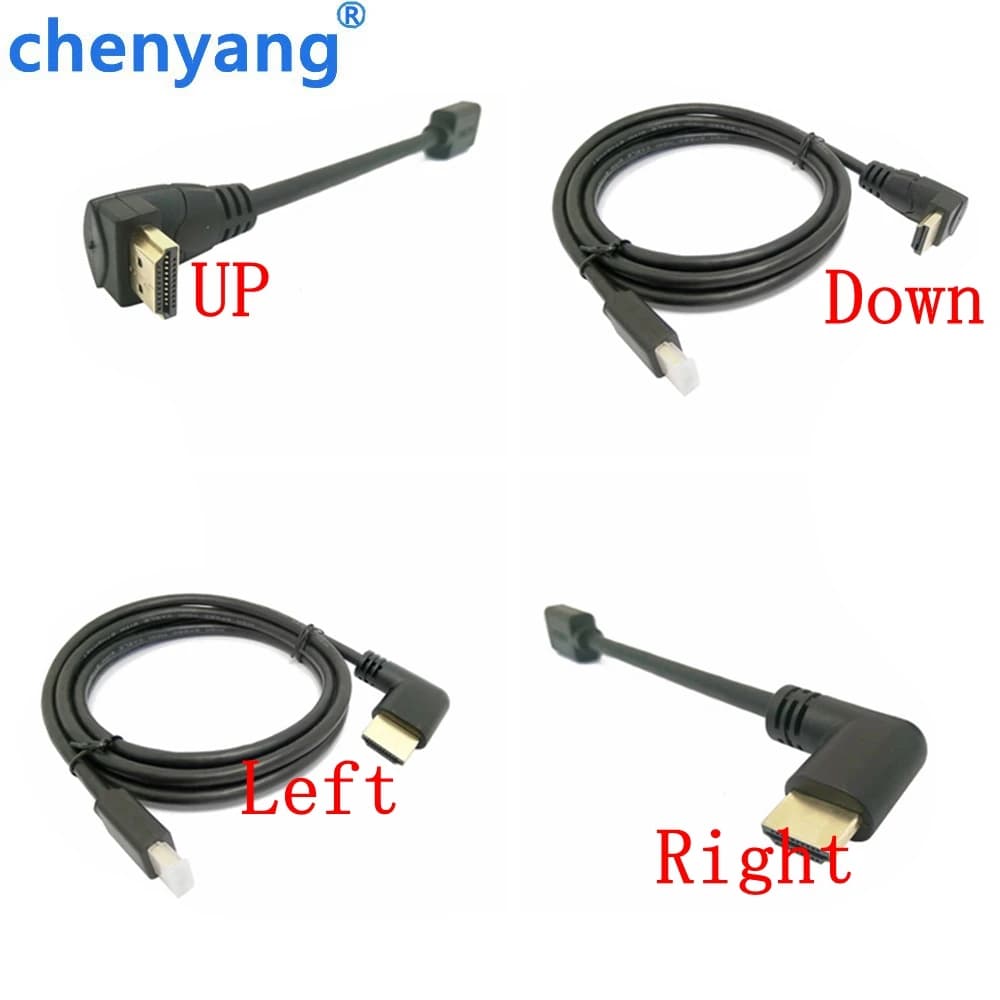 HDMI 2.0-Compatible Down & Up & Left & Right Angled 90 Degree Male to Male HD Extension Cable HDMI 2.0v Angle Cable