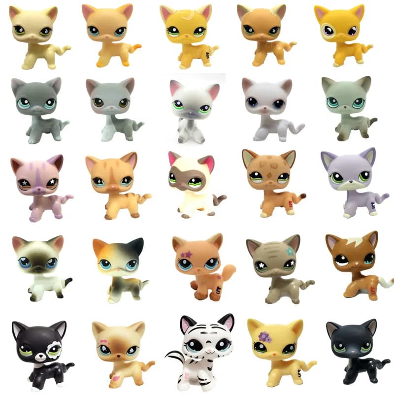 LPS Pet Shop Cat Toys Cute Short Hair Cat Classic Rare Full Set of Pet Cat Cosplay Action Model Figure Children Christmas Gift