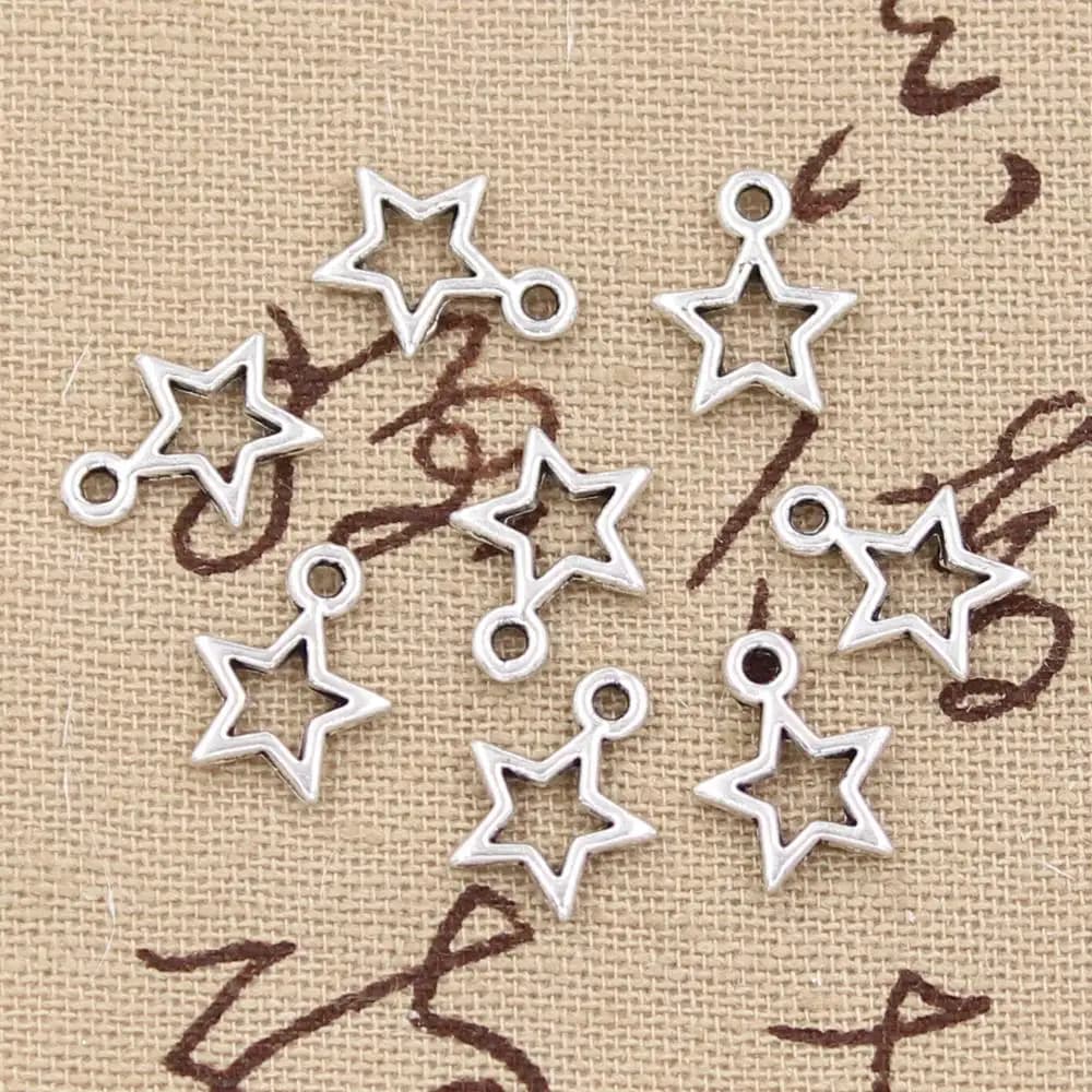 50pcs Handmade Star Pentagram Charms 13x10mm for DIY Bracelet Necklace with Vintage Tibetan Bronze Finish