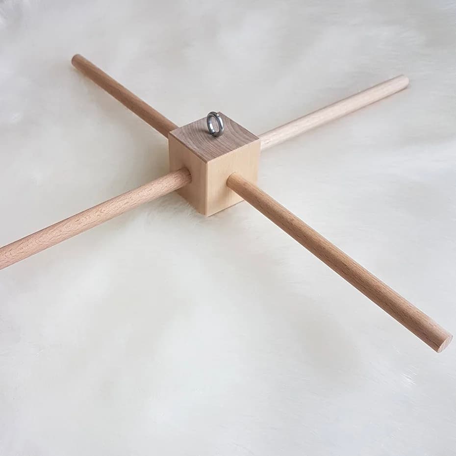 10-Piece Wooden Baby Mobile Hanger Set - Natural Wood Crib Mobile Holder Frame DIY Baby Mobile Bell