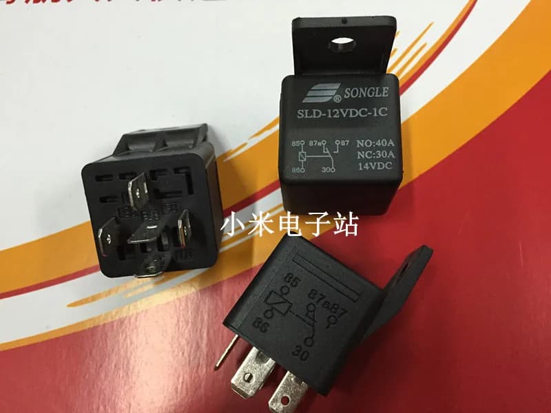 SONGLE Car Relay 40A 14VDC with Bracket - SLD-12VDC-1C 5-pin Conversion
