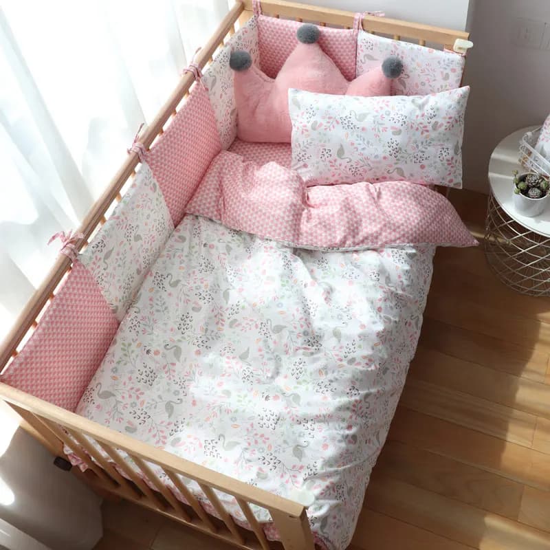 Custom Made Soft Cotton Baby Bedding Set with Bumper for Girls - Perfect Bed Linen for Newborns and Baby Nursery Decor