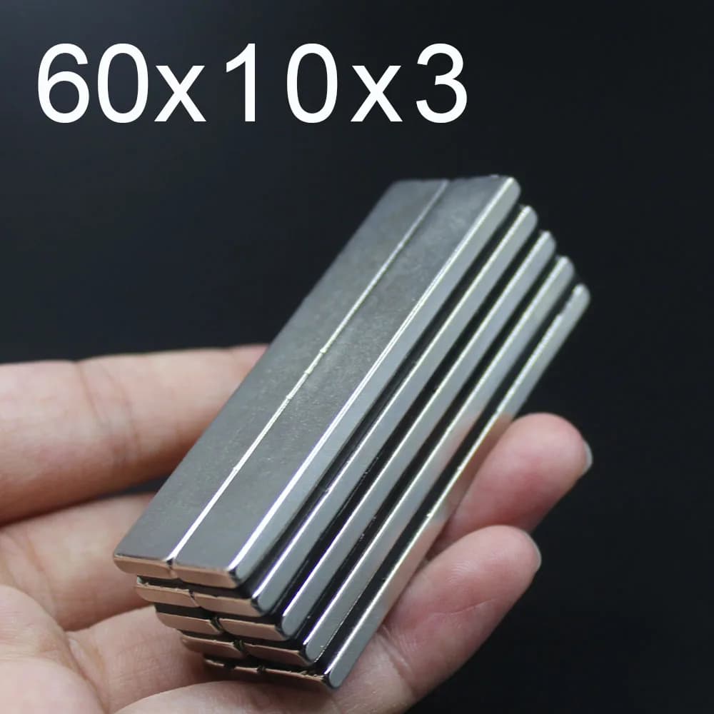 1/3/5/10 Pieces 60x10x3 Neodymium Magnet - 60mm X 10mm X 3mm N35 NdFeB Round Super Powerful Permanent Magnetic Imanes