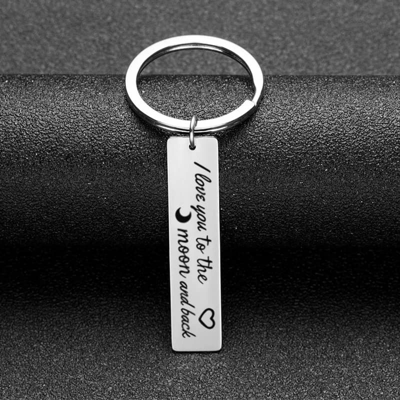 1pc Stainless Steel I Love You to the Moon and Back Key Ring for Couples - Semitree DIY Keychain Gift for Boyfriend or Girlfriend