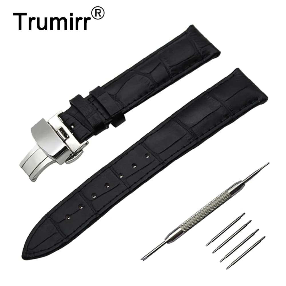 Genuine Leather Watch Band for Frederique Constant - Sizes 14mm to 24mm, Stainless Steel Buckle Strap Bracelet