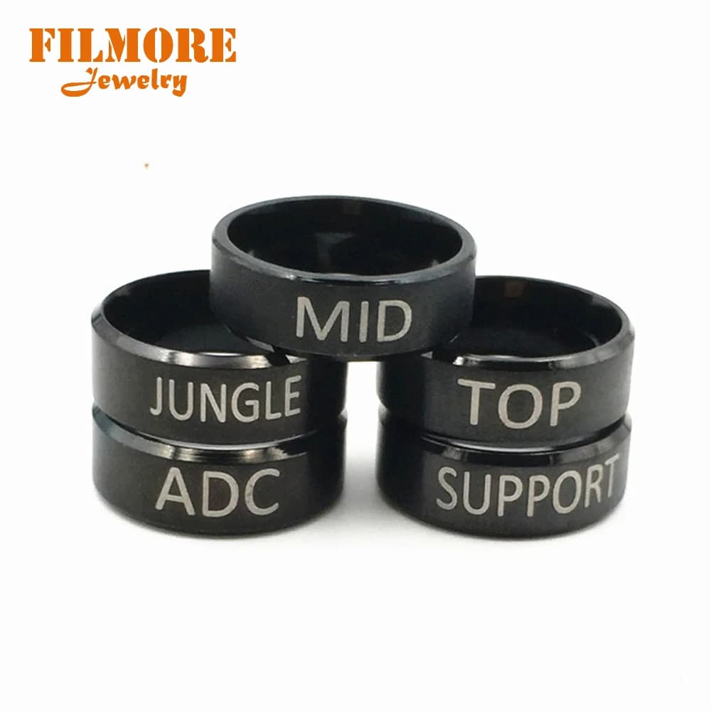League of Legends Ring - Hot Game LOL Logo | 5 Style Options - ADC TOP MID JUNGLE SUPPORT | Titanium Stainless Steel Fashion Ring for Fans