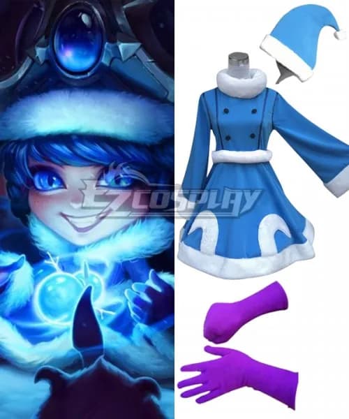 LOL Winter Wonderland Lulu Christmas Blue Dress Cosplay Costume E001