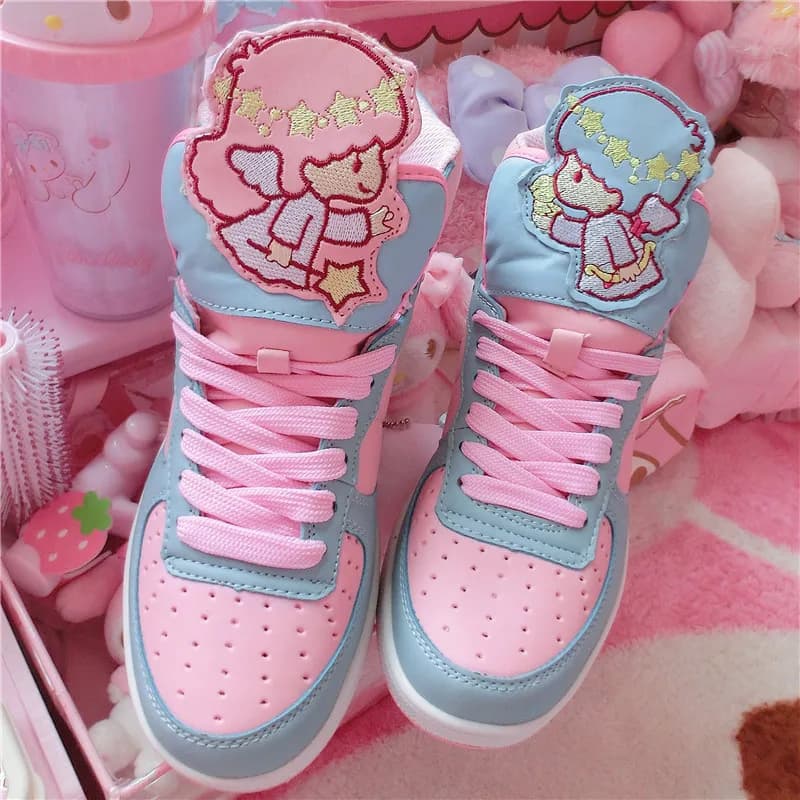 Cute Lolita Women's Anime Harajuku Little Twin Star High Top Casual Shoes